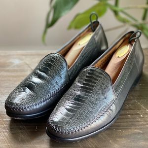 Magnanni Vintage Gray Ostrich Loafers Men's 9.5 M